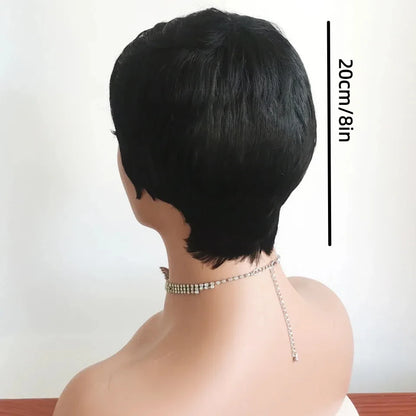 Short elf-cut wig with bangs, synthetic wig, women's short color wig.