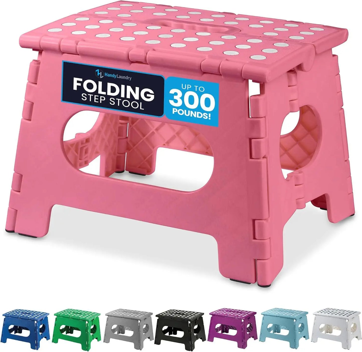 Folding Step Stool with 9 Inch Height (Pack of 1),Holds Up to 300 lbs.