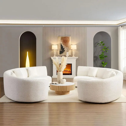 Modern Oversize Curved Sectional Sofa for Living Room Cream-White