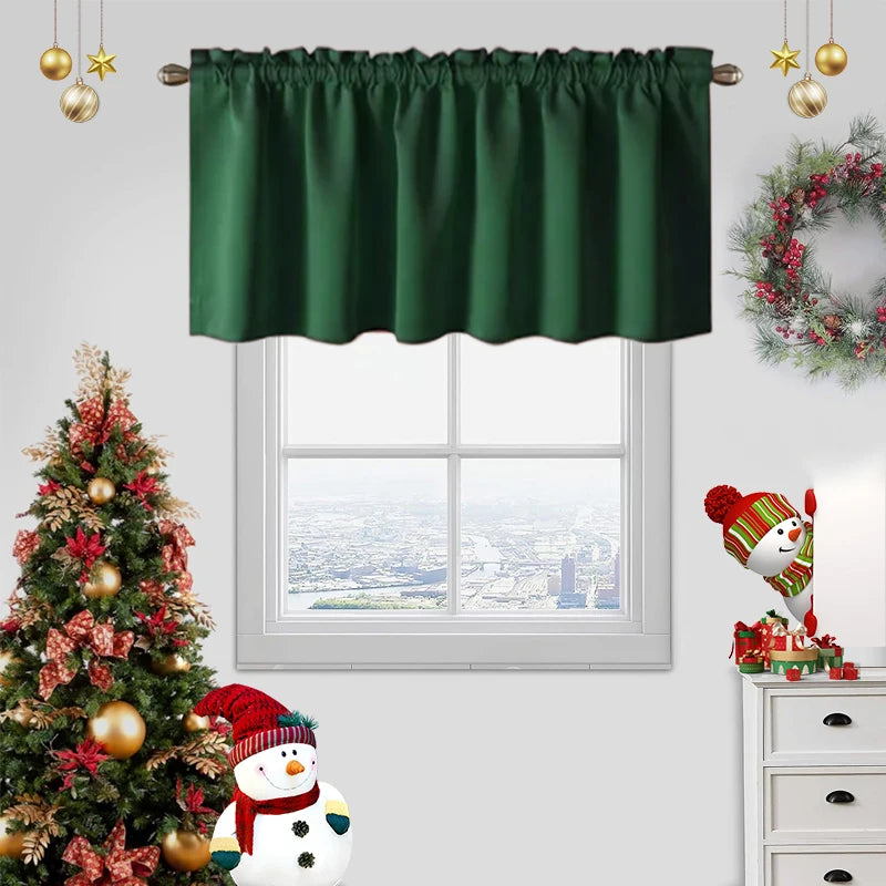 Solid Color Curtains, Kitchen Curtains W106cm x H30cm 1PC, W132cm x H61cm 1PC, W70cm x H132cm 2PCS