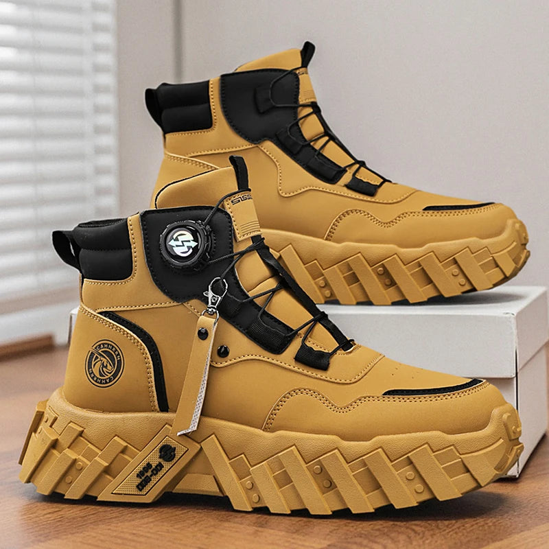 Men Combat Tactical Boots with Straps for Training Waterproof  Multifunctional  Outdoor Hiking Shoes