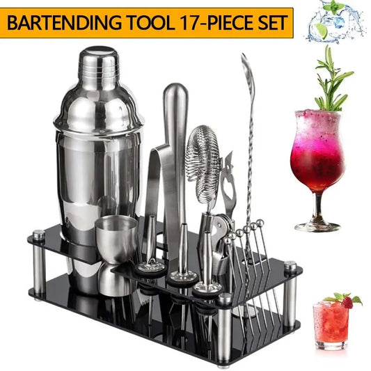 Professional Bar Tool Set, Stainless Steel Cocktail Shaker Set.