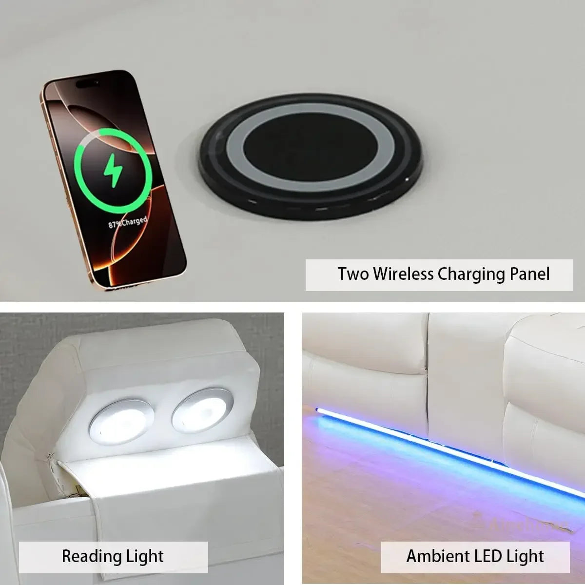 Living Room Furniture Reclining Sectional Sofa, Living Room Power Recliner Adjustable Sofa, Loveseat Chair with Storage.