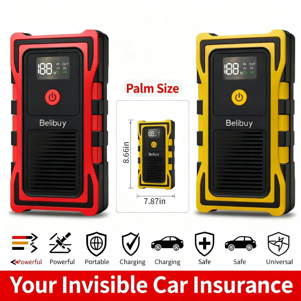 2000A Car Jump Starter, Emergency LED Light for All Diesel/Gasoline Cars 12V with Digital Display.