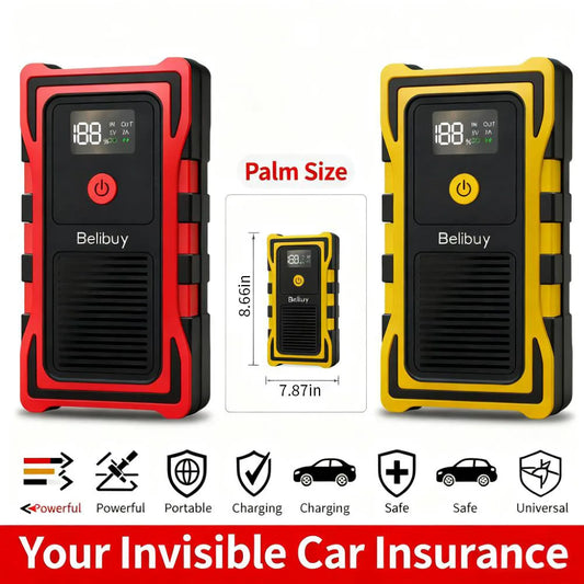 2000A Car Jump Starter, Emergency LED Light for All Diesel/Gasoline Cars 12V with Digital Display.