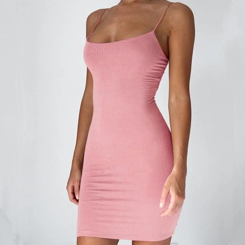 Summer Spaghetti Strap Mini Dress, 2025 Women Sexy Party Dresses.