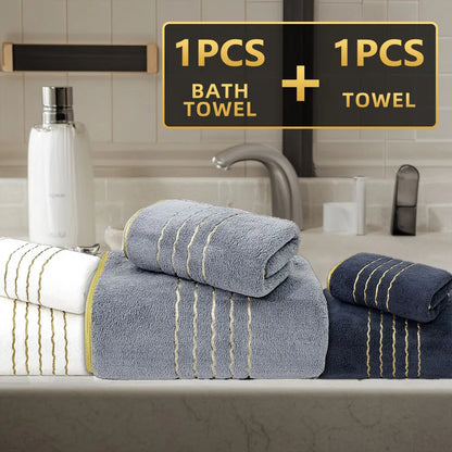 2pcs Set  Bathroom Towel Sets, Thickened Absorbent Bath Embroidered. Christmas Gift  Sets.