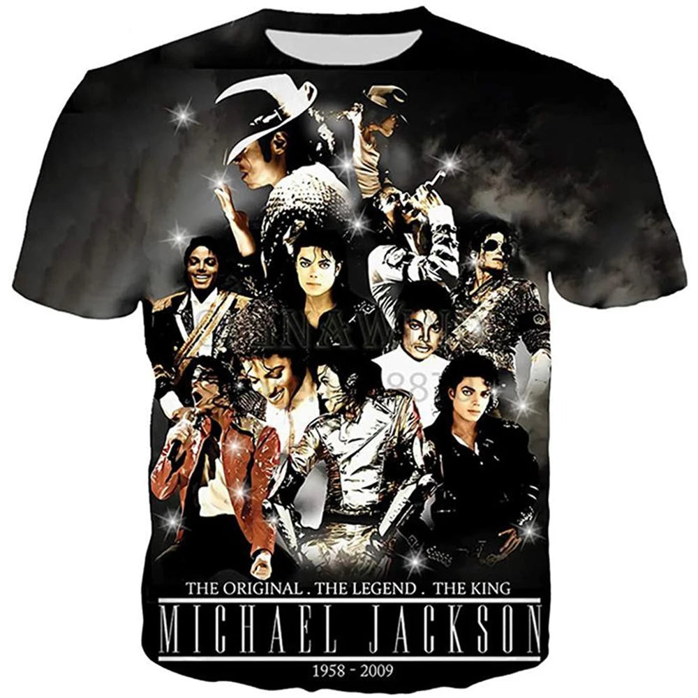 Summer fashion Michael Jackson hip-hop retro casual men streetwear short sleeved.