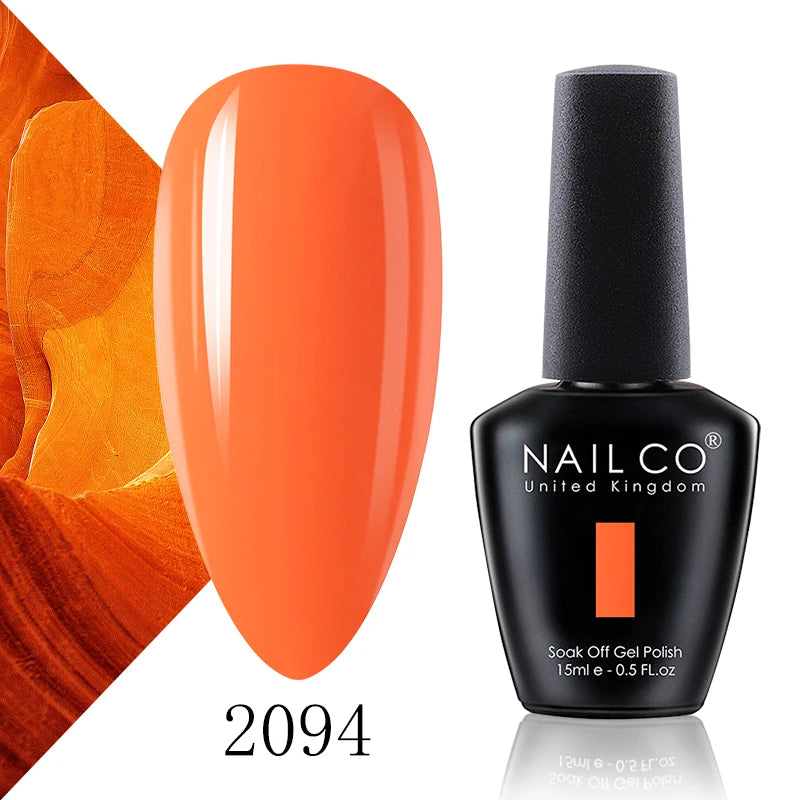 NAILCO 15ml Color Gel Nail Polish Soak Off, Hybrid Varnishes Manicure, UV&LED Nail Gel Semi Permanent Lacquer Base Top Coat.