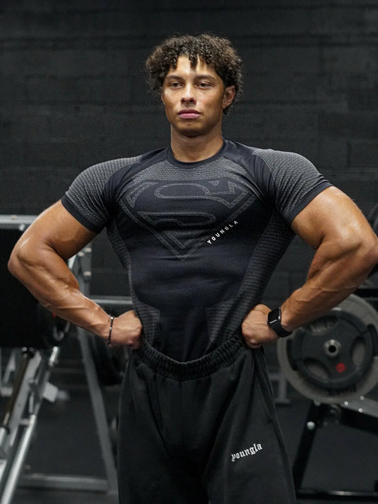 Camiseta deportiva de manga corta para hombre, elástica, de secado rápido, ajustada y transpirable, estilo nuevo.