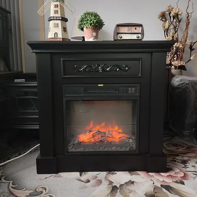 Natural Wood Living Room Fireplace Rustic  Decoration