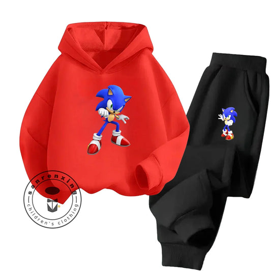 Sonic 2D Cartoon Printed Hoodie Set, 2025 Fashion For Kids, Teens, Boys, Girls Casual Autumn Winter wear.