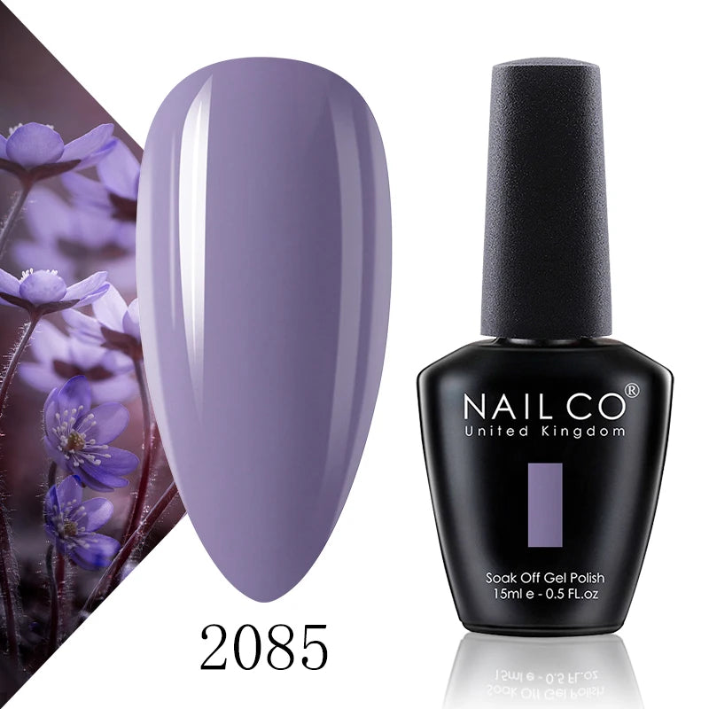 NAILCO 15ml Color Gel Nail Polish Soak Off, Hybrid Varnishes Manicure, UV&LED Nail Gel Semi Permanent Lacquer Base Top Coat.