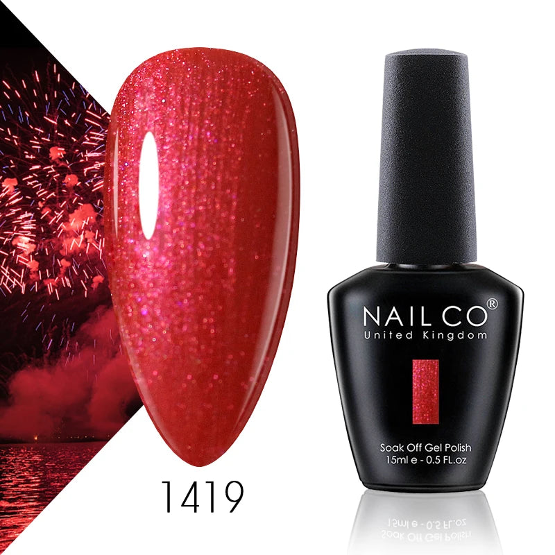 NAILCO 15ml Color Gel Nail Polish Soak Off, Hybrid Varnishes Manicure, UV&LED Nail Gel Semi Permanent Lacquer Base Top Coat.