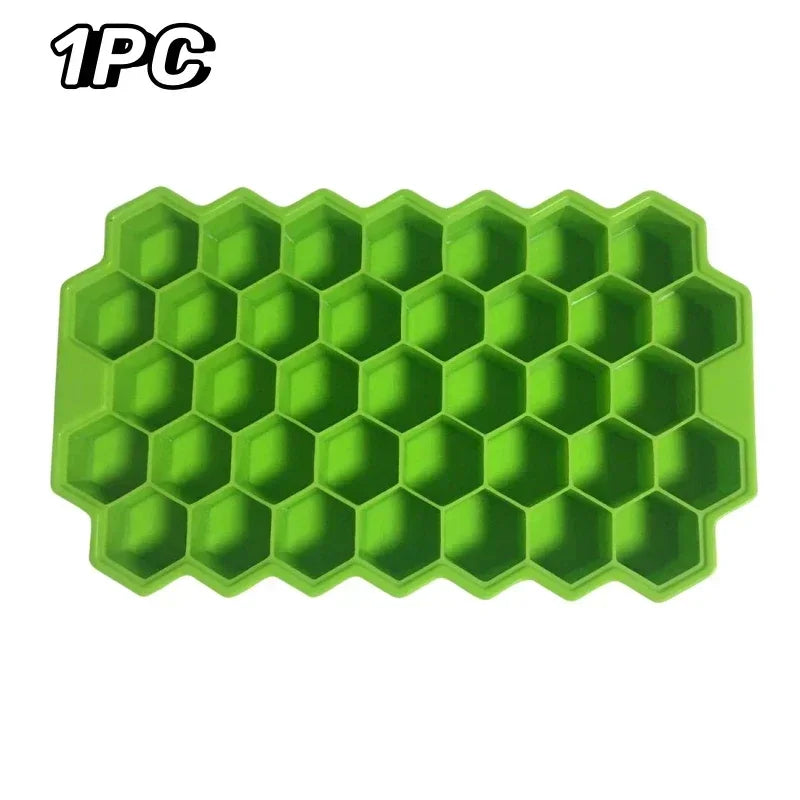 37 Grid Ice Cube Trays Freezer with Lid, Silicone for Small Ice Cube Molds, Easy-Release Reusable.