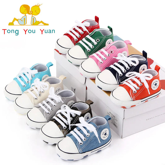 New Baby Shoes Boys Girls Classic Canvas Casual Sneakers, Spring Newborn First Walker Toddler, Non-Slip Walking Shoes.
