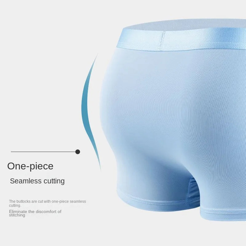 4pcs Boxer Shorts Men Ice Silk Underwear, Male Underpants Breathable, Sexy Thin Panties L-6XL.
