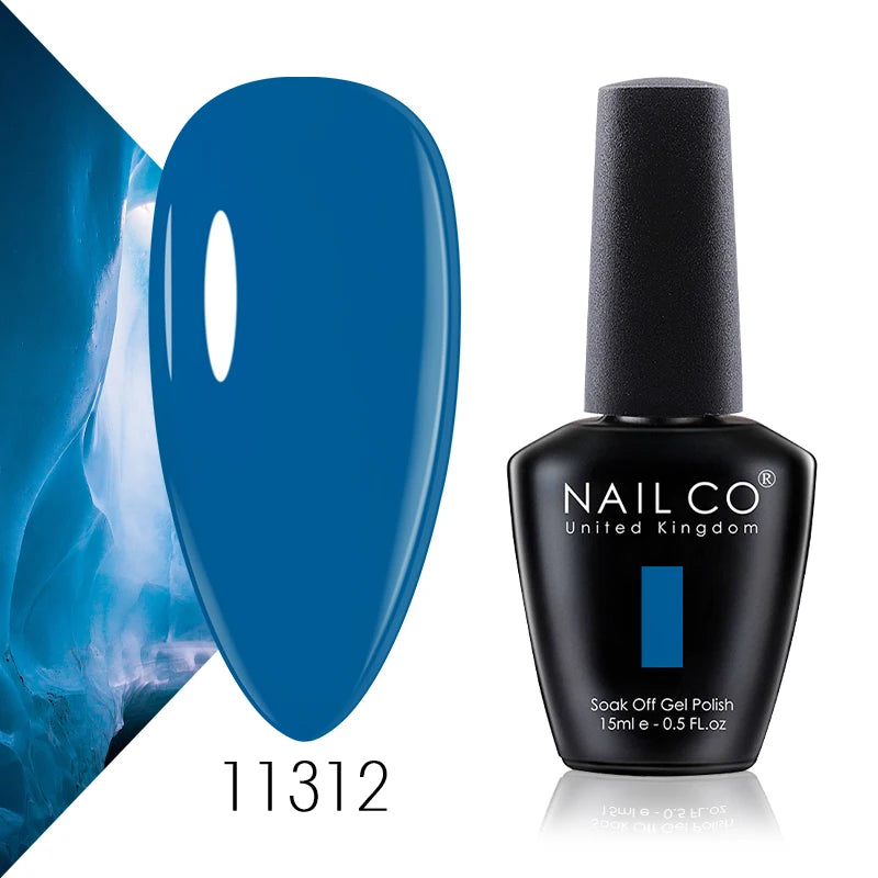 NAILCO 15ml Color Gel Nail Polish Soak Off, Hybrid Varnishes Manicure, UV&LED Nail Gel Semi Permanent Lacquer Base Top Coat.