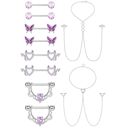 Stainless Steel Nipple Piercing Jewelry, Zircon Nipple Rings, Barbell Body Jewelry, Nipple Shield Bar