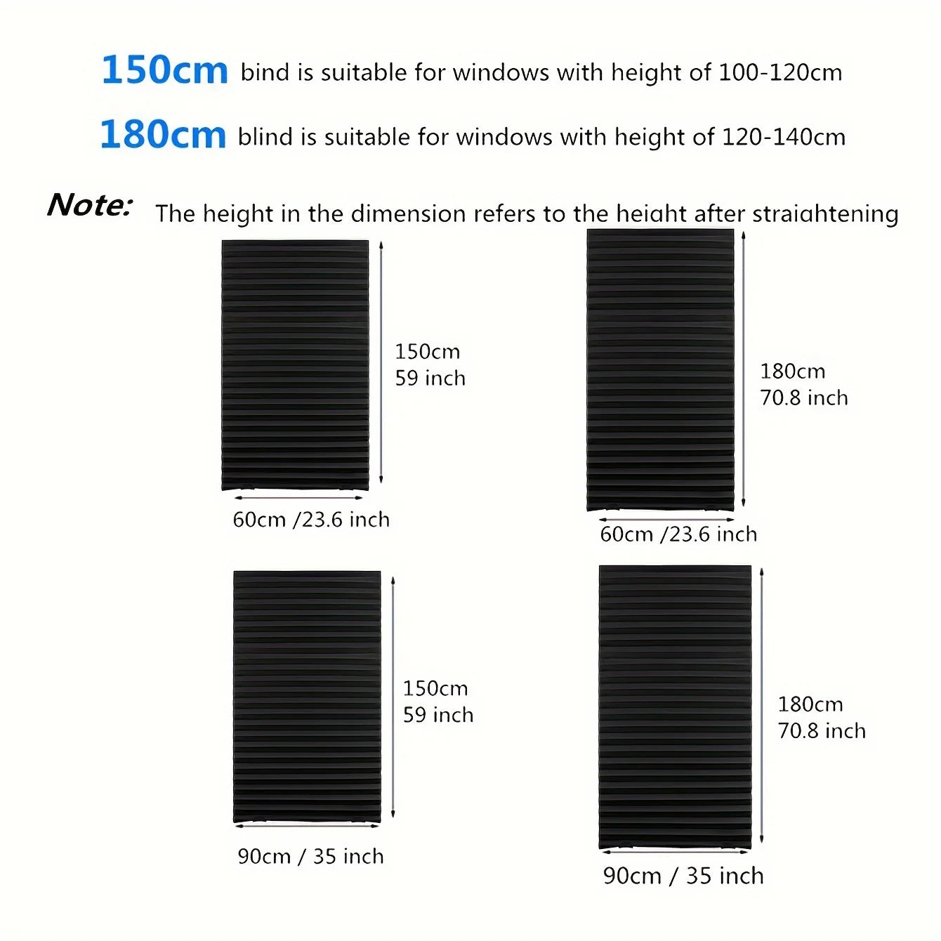 Self-adhesive Pleated Blinds, for Bathroom, Balcony Shades Half Blackout.