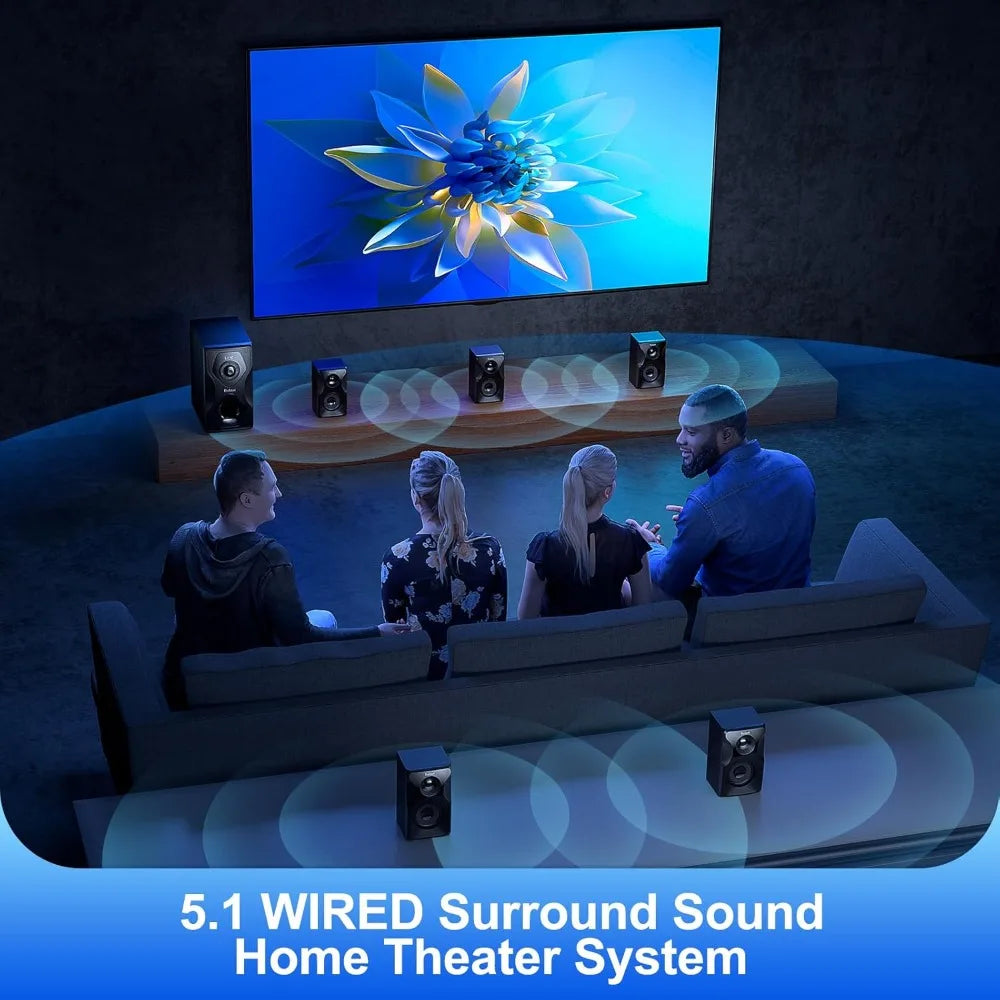 Surround Sound Speakers Home Theater Systems - 700 Watts Peak Power, 5.1/2.1Wired Stereo Speaker System, 5.25" Subwoofer Strong Bass.