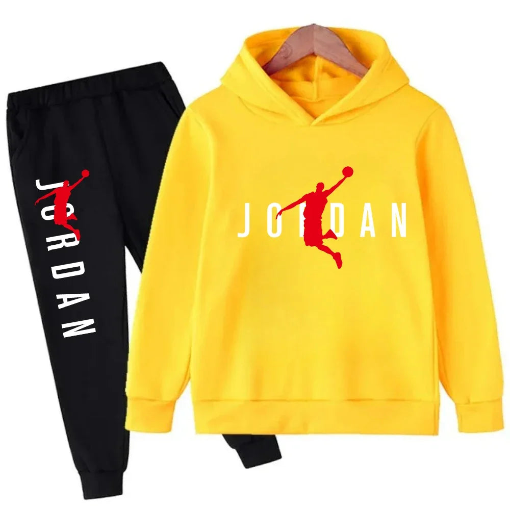 Warm Slam Dunk Master Pattern Printed Children Set, Hoodie+Pant Suit 2pcs Set.