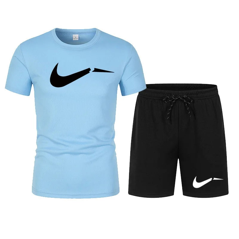 2026 men's summer T-shirt and shorts set, casual and fashionable short sleeved T-shirt combination.