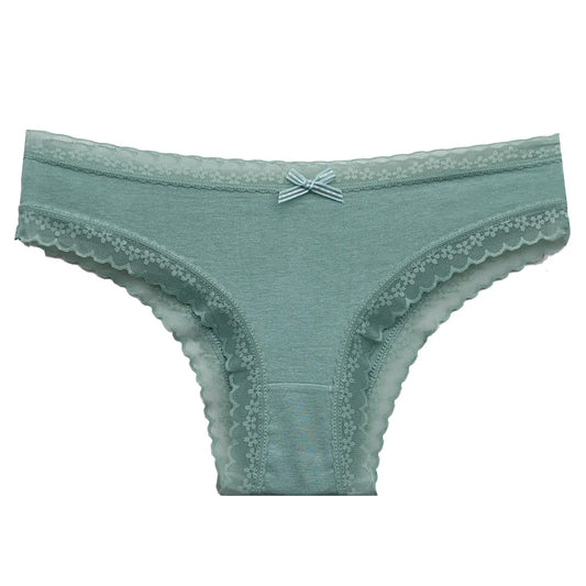 5 Pcs/Set Women Cotton Panties Sexy Lace Low Waist Underwear Girls Briefs M-XL.
