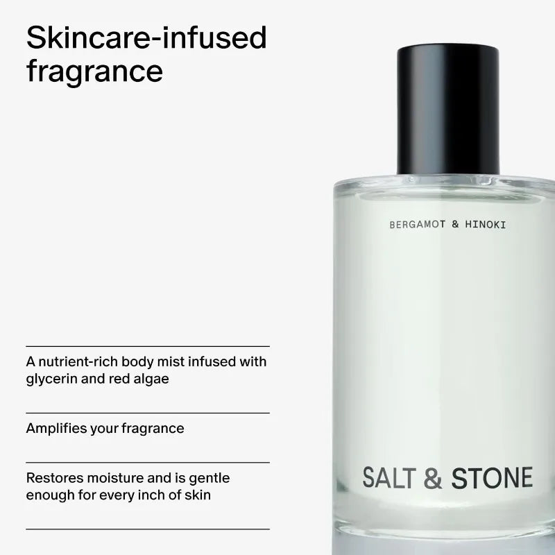 SALT & STONE Body Mist Skincare Infused Perfume, Hair Body Spray for Women and Men, 3.4 oz Original Lasting Oriental Woody Perfume.
