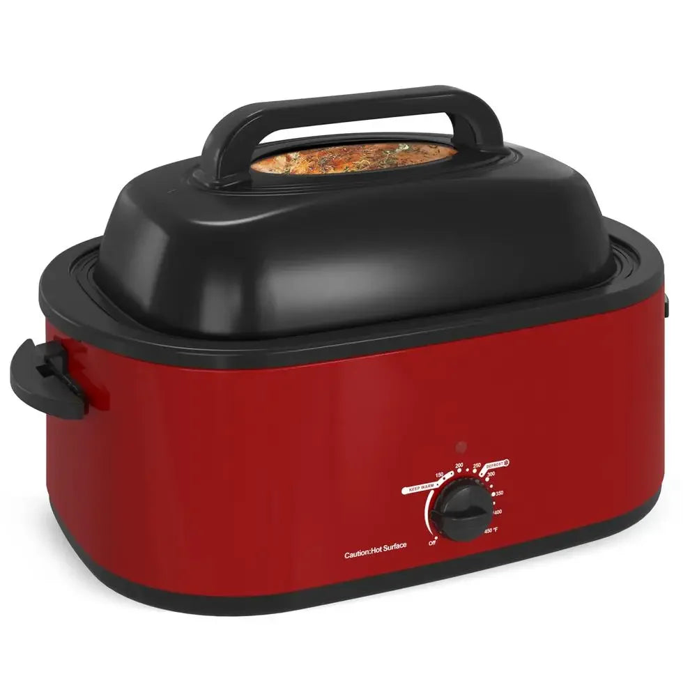 Electric Roaster Oven,1450W Multi-Function Self-Basting Buffet Cooker Removable Rack Ideal Parties.