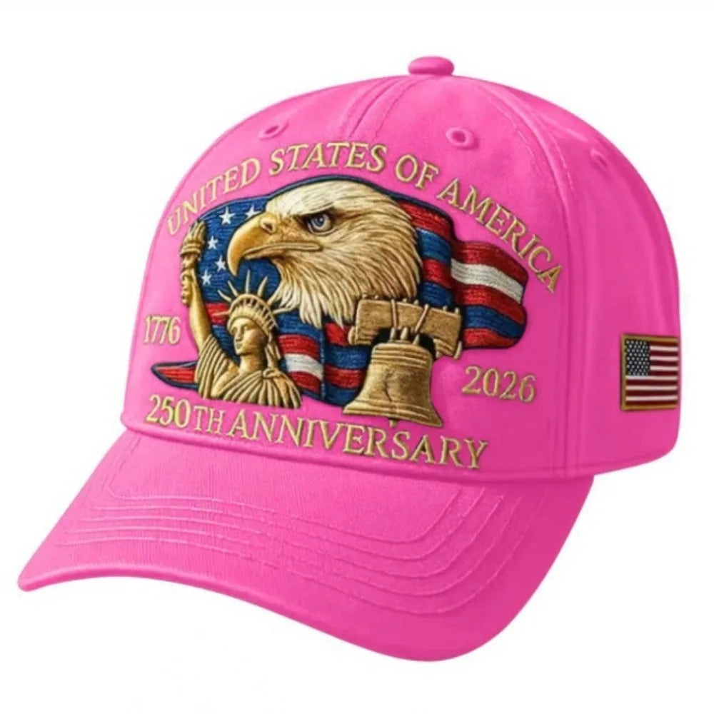 USA 250th Anniversary Eagle Print Hat, Adjustable Washed Cotton Hat, Trucker Hats, Outdoor Visor Baseball Cap.
