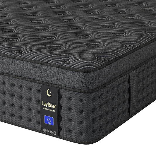 LayRoad 12/14Inch Memory Foam Spring Mattress Single/Double/Queen/King Sizes Boxed Mattress Medium Firmness Pressure Relief.