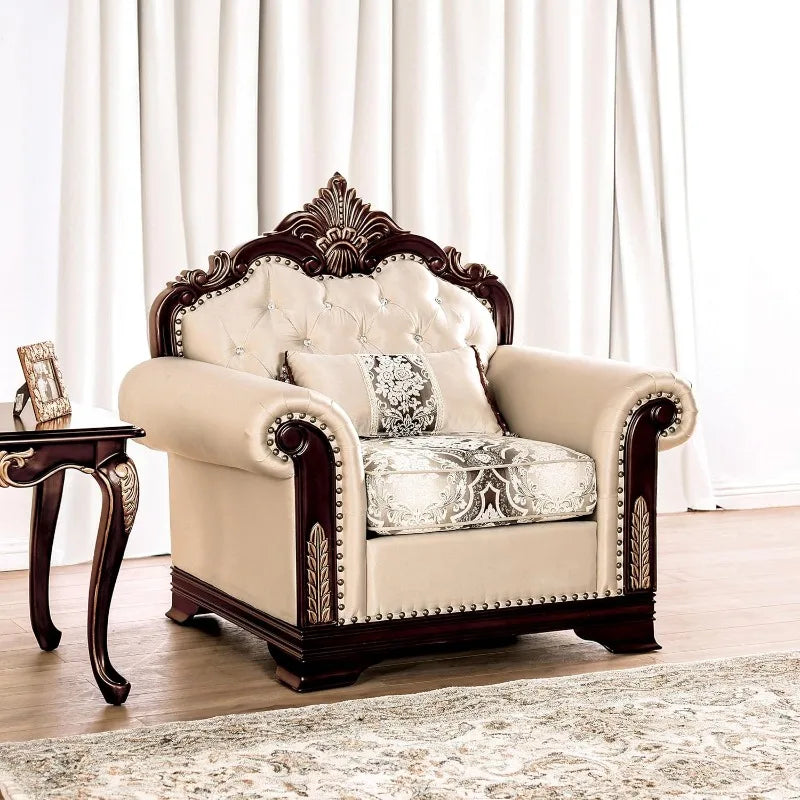 FG*European leather sofa living room first layer cowhide u-shaped American retro solid wood furniture