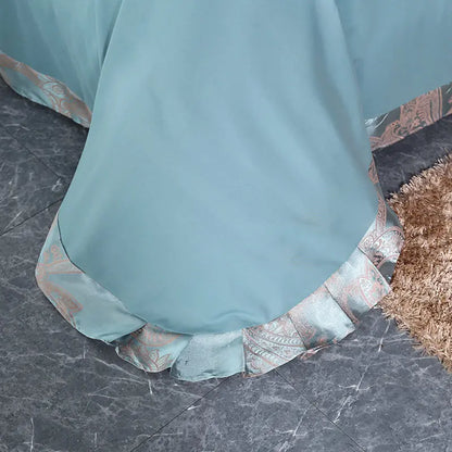 Luxury Jacquard Bedding Set Duvet Cover Lace Satin