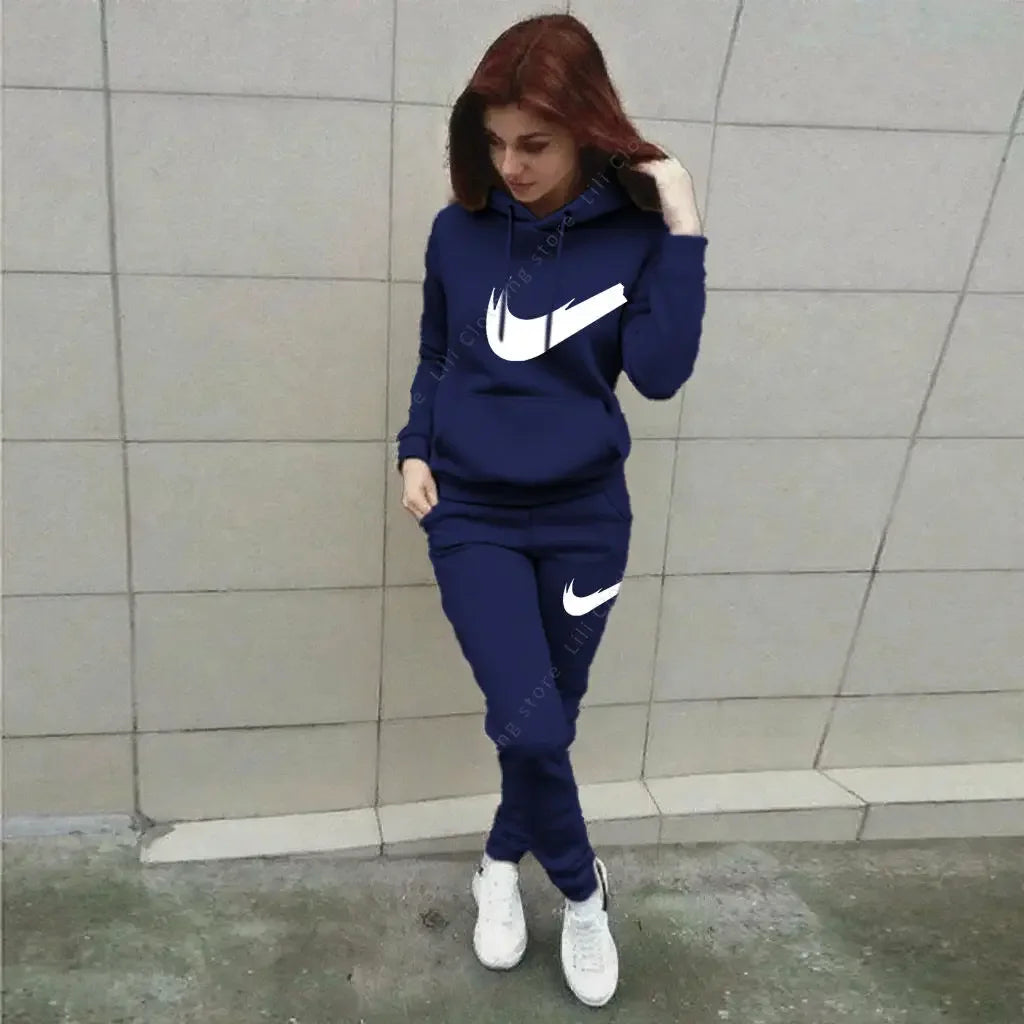 Hoodie Pants Sets Women 2pcs Sports Outfits, 2025 Home Outdoor Jogging New Designer, Autumn Winter Tracksuit.