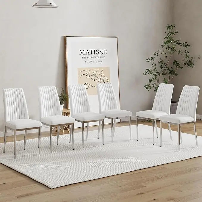 Modern Dining Chairs Set for 6, Kitchen Dining Room Chair PU Leather Upholstered.