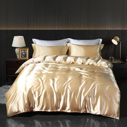 Luxury Satin  Bedding  With Fitted Sheet, Duvet Cover ,High End Bedding Sets