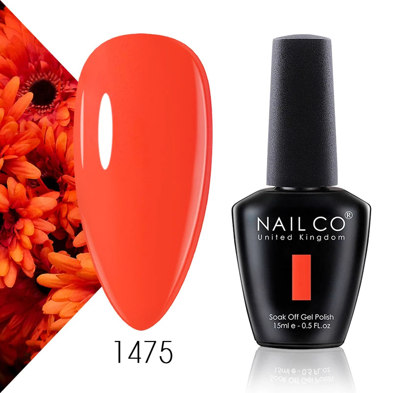 NAILCO 15ml Color Gel Nail Polish Soak Off, Hybrid Varnishes Manicure, UV&LED Nail Gel Semi Permanent Lacquer Base Top Coat.