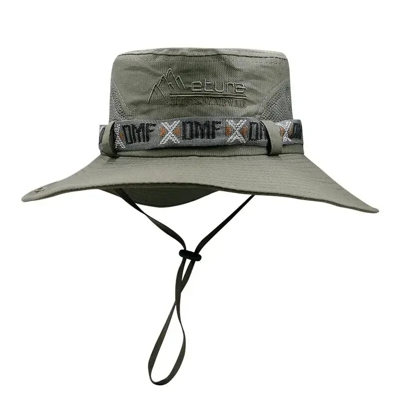 1Set bucket hat Summer Men UV Protection Hiking, Beach, Sunscreen Cap Hunting Fisherman Safari Hat.
