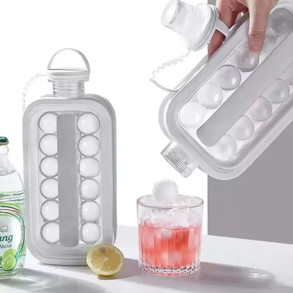 Portable 2-in-1 Folding Ice Maker Water Bottle, Creative Ice Cube Mold.