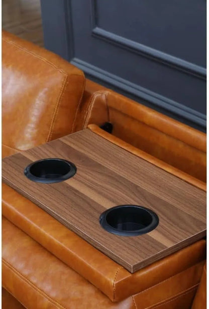 98" L-Shaped Sectional Sofa with Chaise, Cup Holders & Coffee Table.