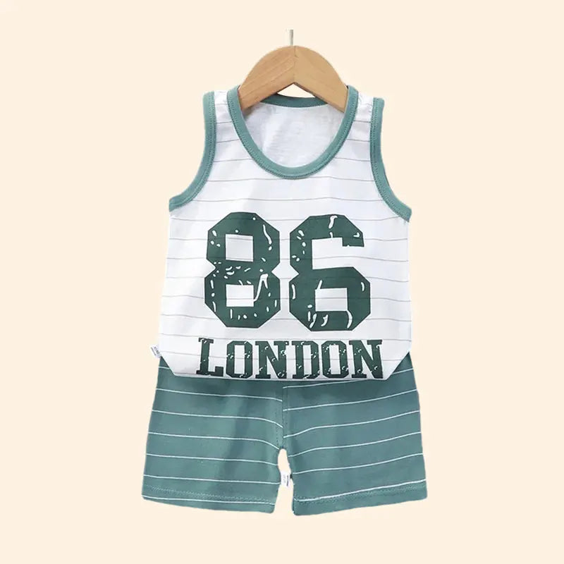 Kids Clothes Boys Girls Vest Suit,  Summer Children's Clothing baby Cotton Shorts Tank Top.
