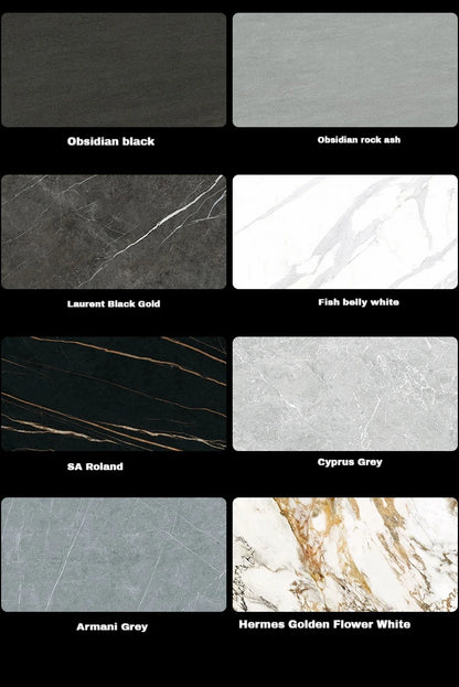 Italian Luxury Stainless Steel Dining Table,  Stone Tabletop, Easy-Clean