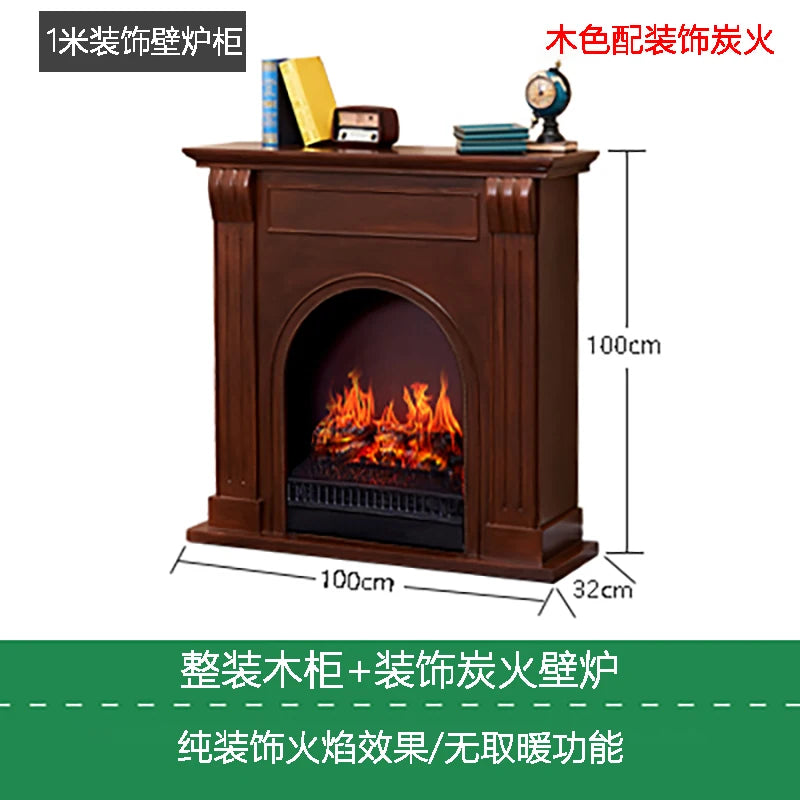 Natural Wood Living Room Fireplace Rustic  Decoration