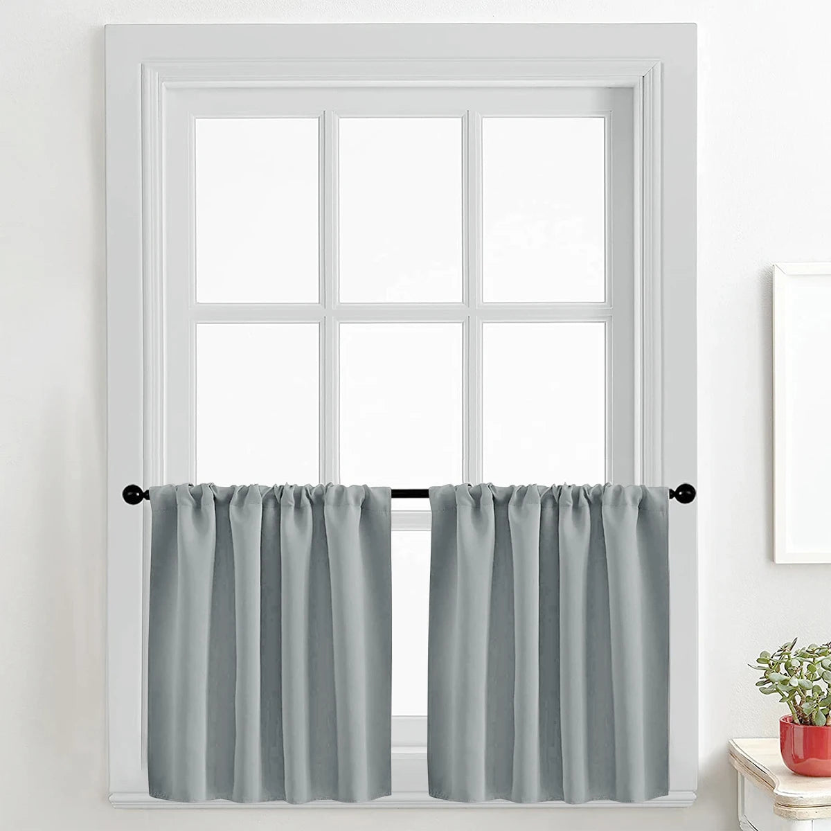1pc Solid Short Curtain, Small Curtains for Kitchen, Bathroom, High Blackout.