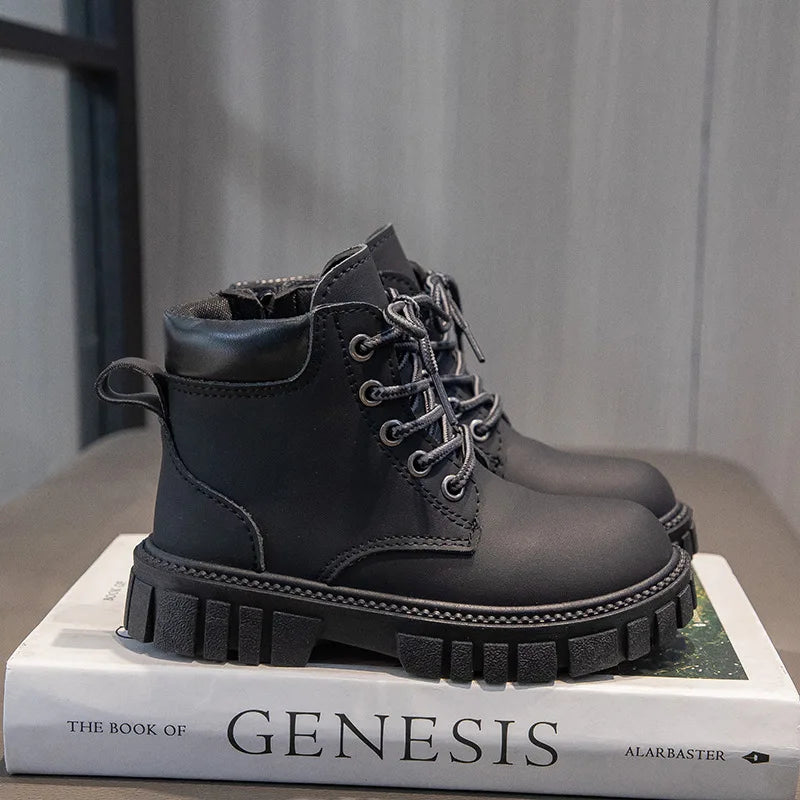 Fashion Boy Girl Short Boots, Non-Slip Boots Children Side Zipper Design.