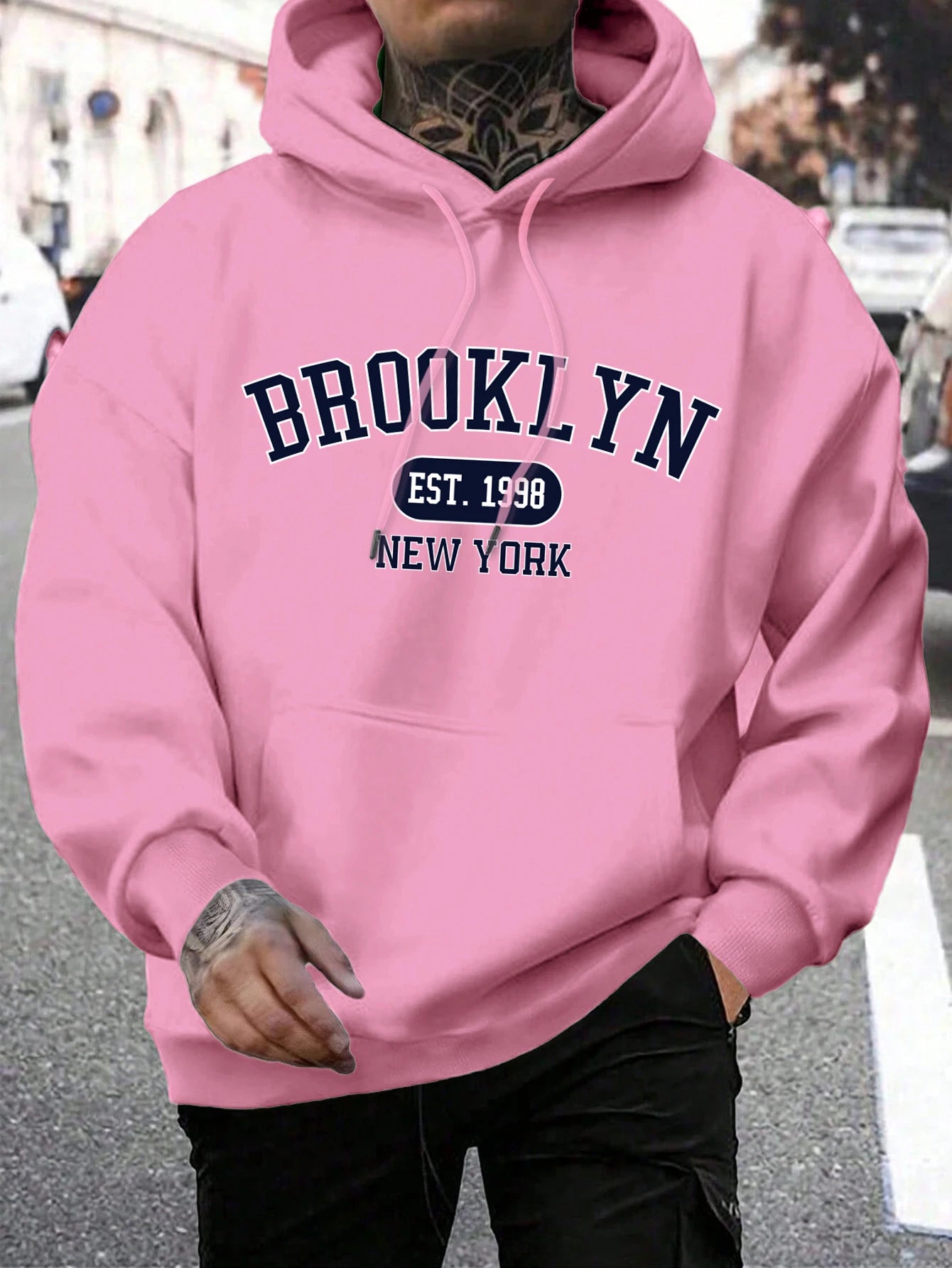 Brooklyn Est 1998 New York Printing, Men Hoodies Crewneck Fashion Oversize.