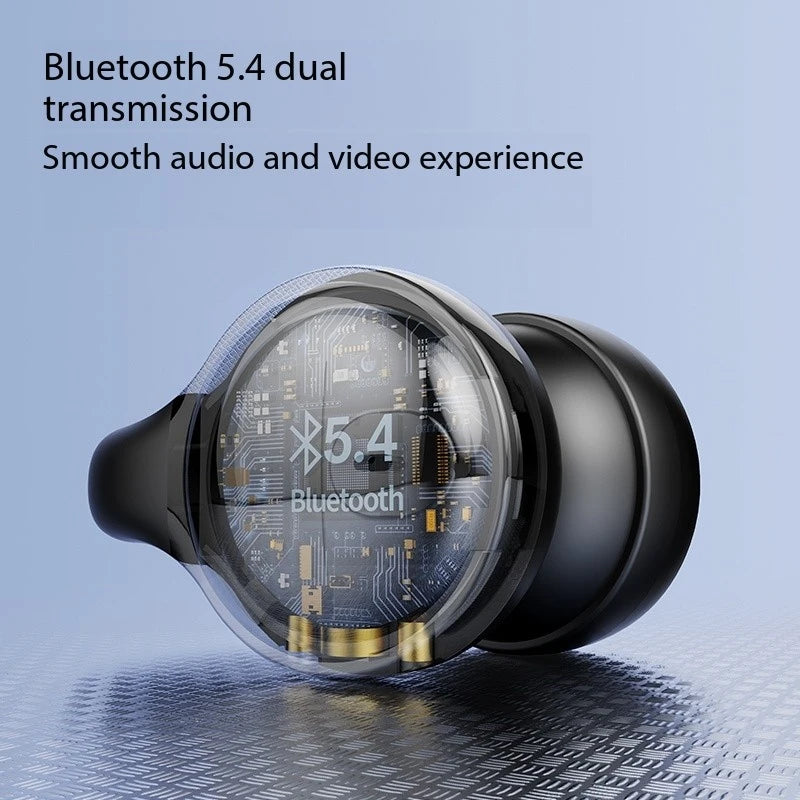 New Mirror Surface Digital Display Soft Silicone Ear Clip, Wireless Bluetooth Earphones with Noise Reduction.