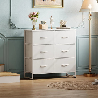 Dresser for Bedroom, 6 Drawer Double Dresser