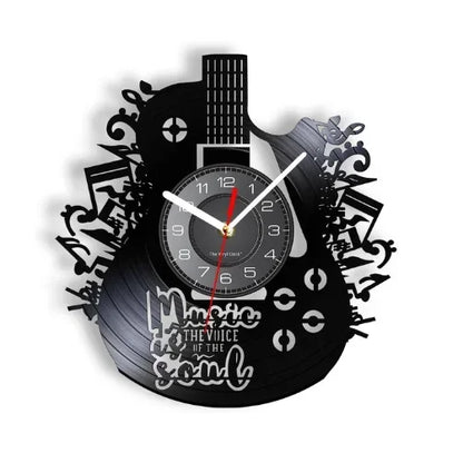 Vinyl Record LED Wall Clock , Music Theme Guitar Clock